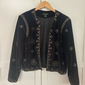 Christian Siriano Embellished Black Velvet Jacket